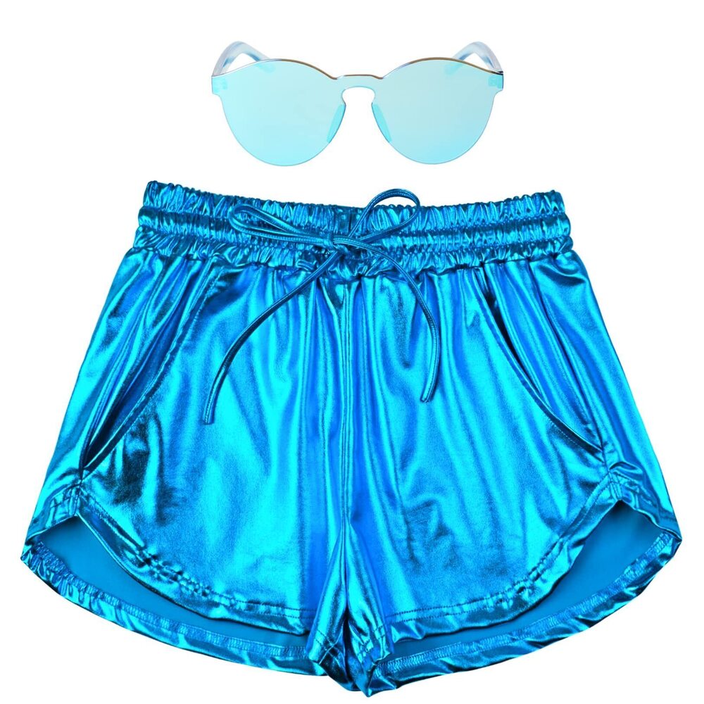 7118 Disco Metallic Short Jewelry Blue Hallower Costume Glittery Sparkly